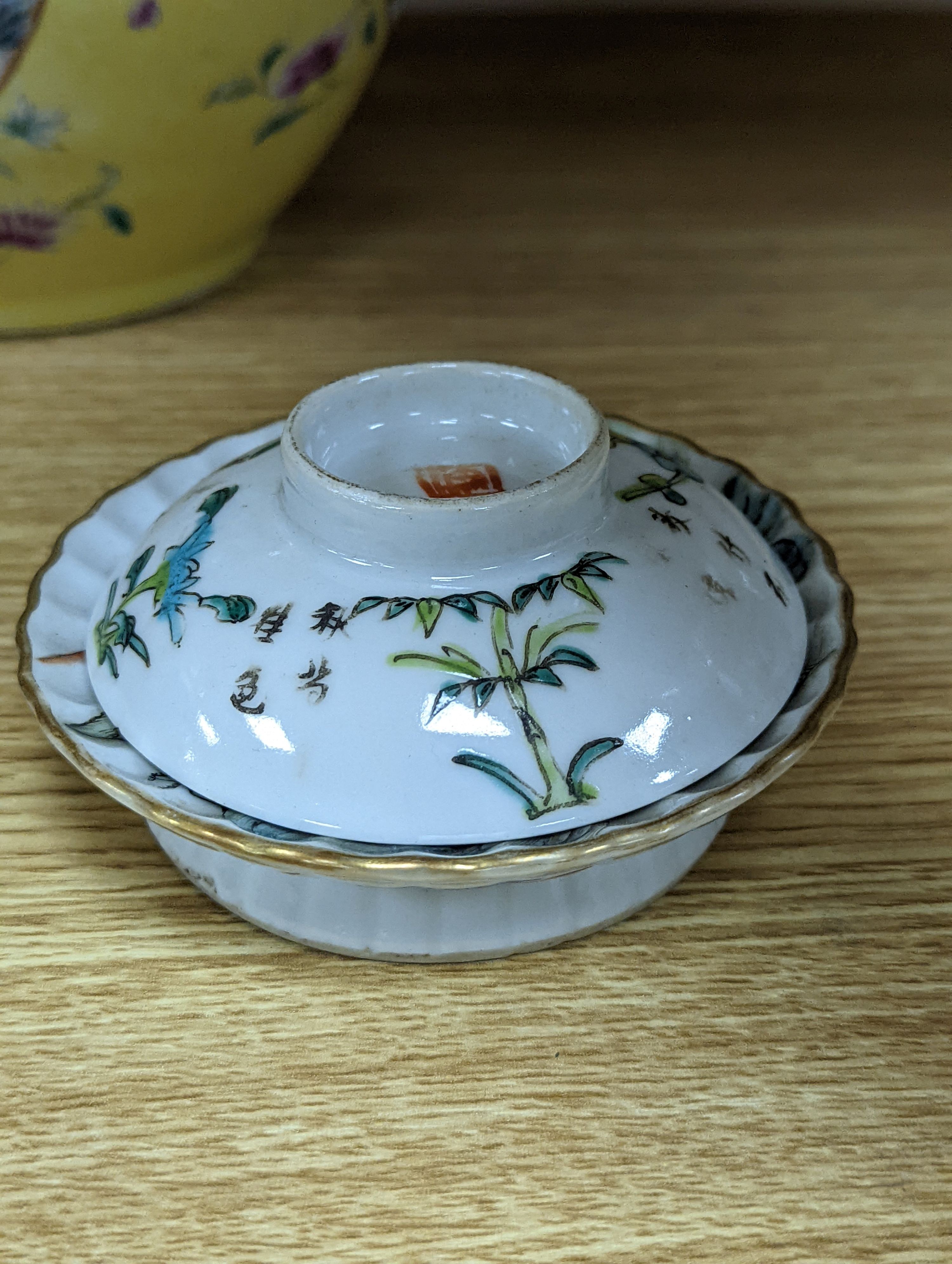A mountain jade sculpture, 12cm high, together with other Chinese ceramics